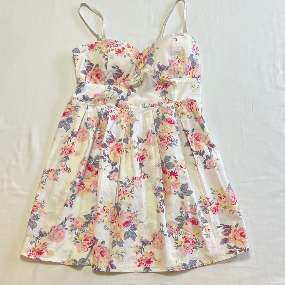 No Boundaries Pink and Gray Floral Sundress